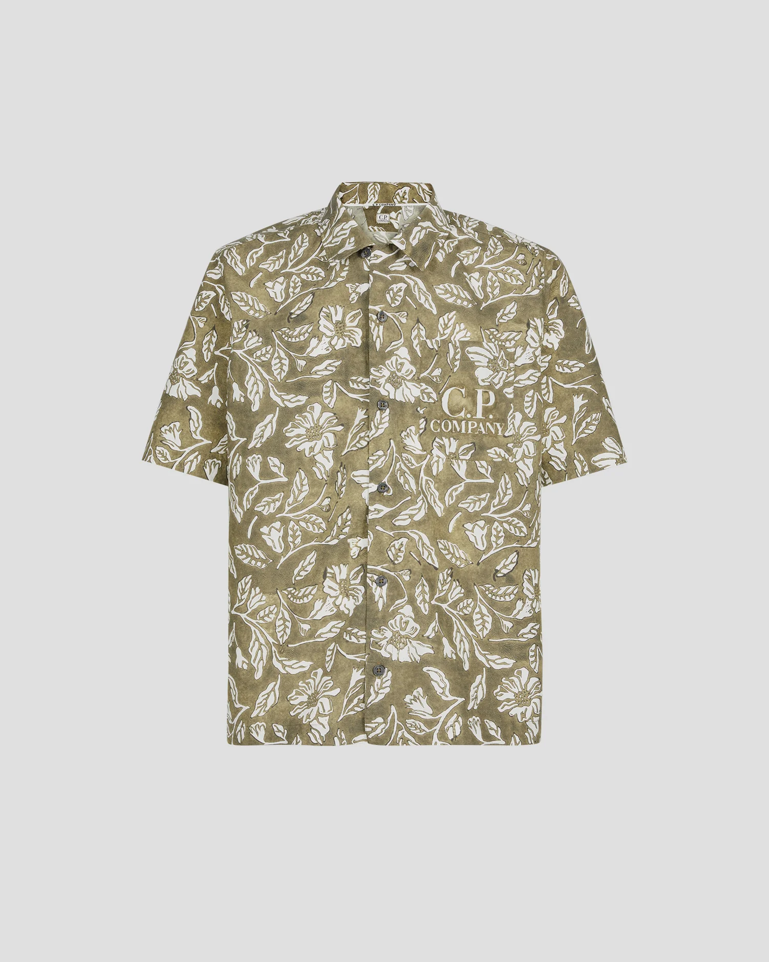 Printed Poplin Short Sleeved Shirt in Lead Grey - Image 6