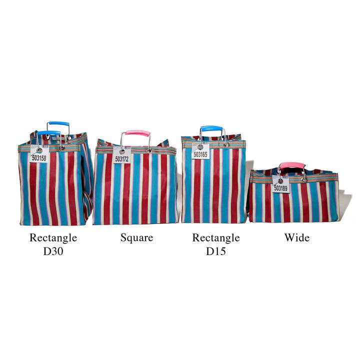 Recycled Plastic Stripe Rectangle Bag in Orange / Pink - Image 4