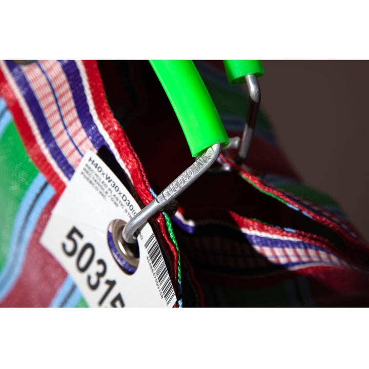 Recycled Plastic Stripe Square Bag in Green/Pink - Image 3
