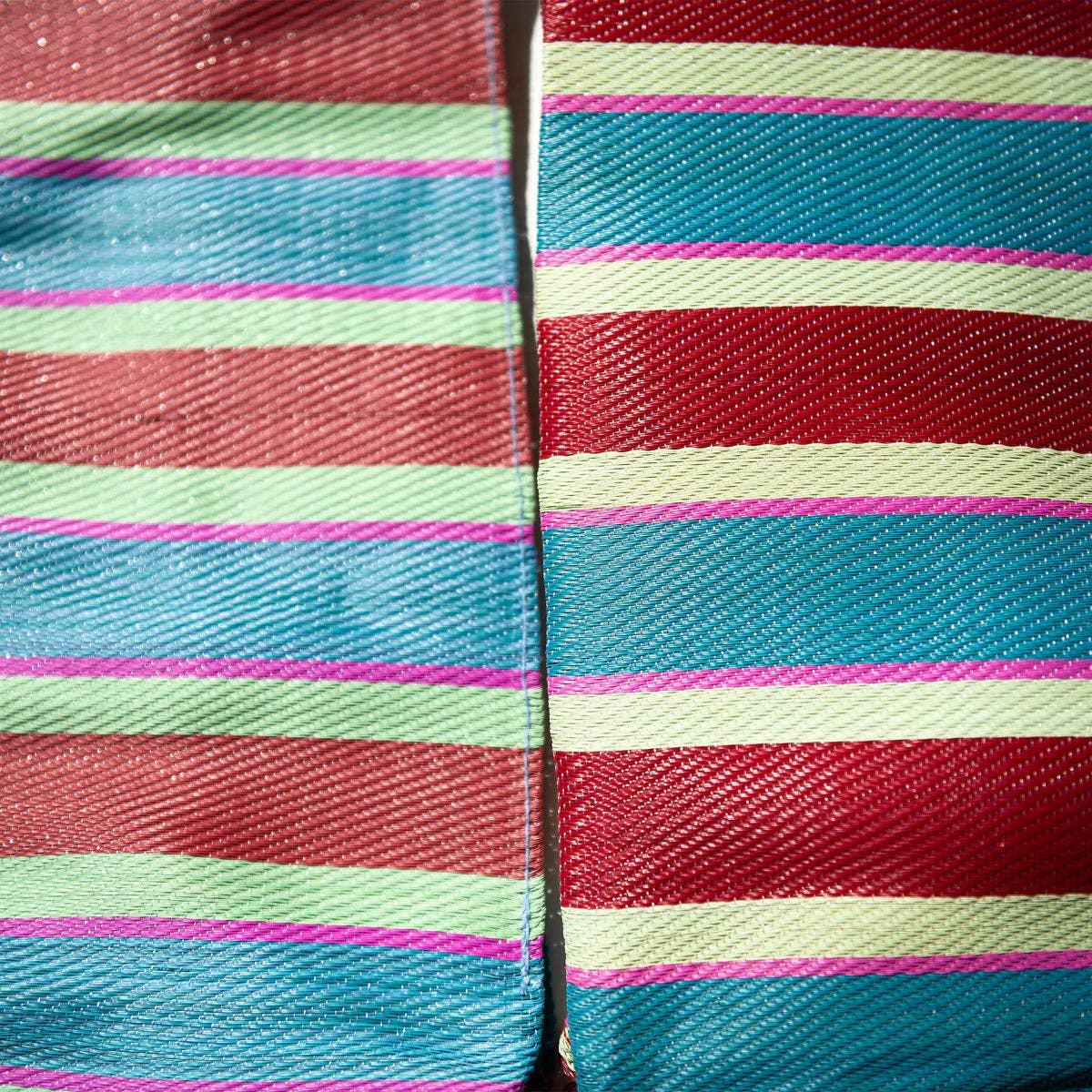 Recycled Plastic Stripe Square Bag in Green/Pink - Image 4
