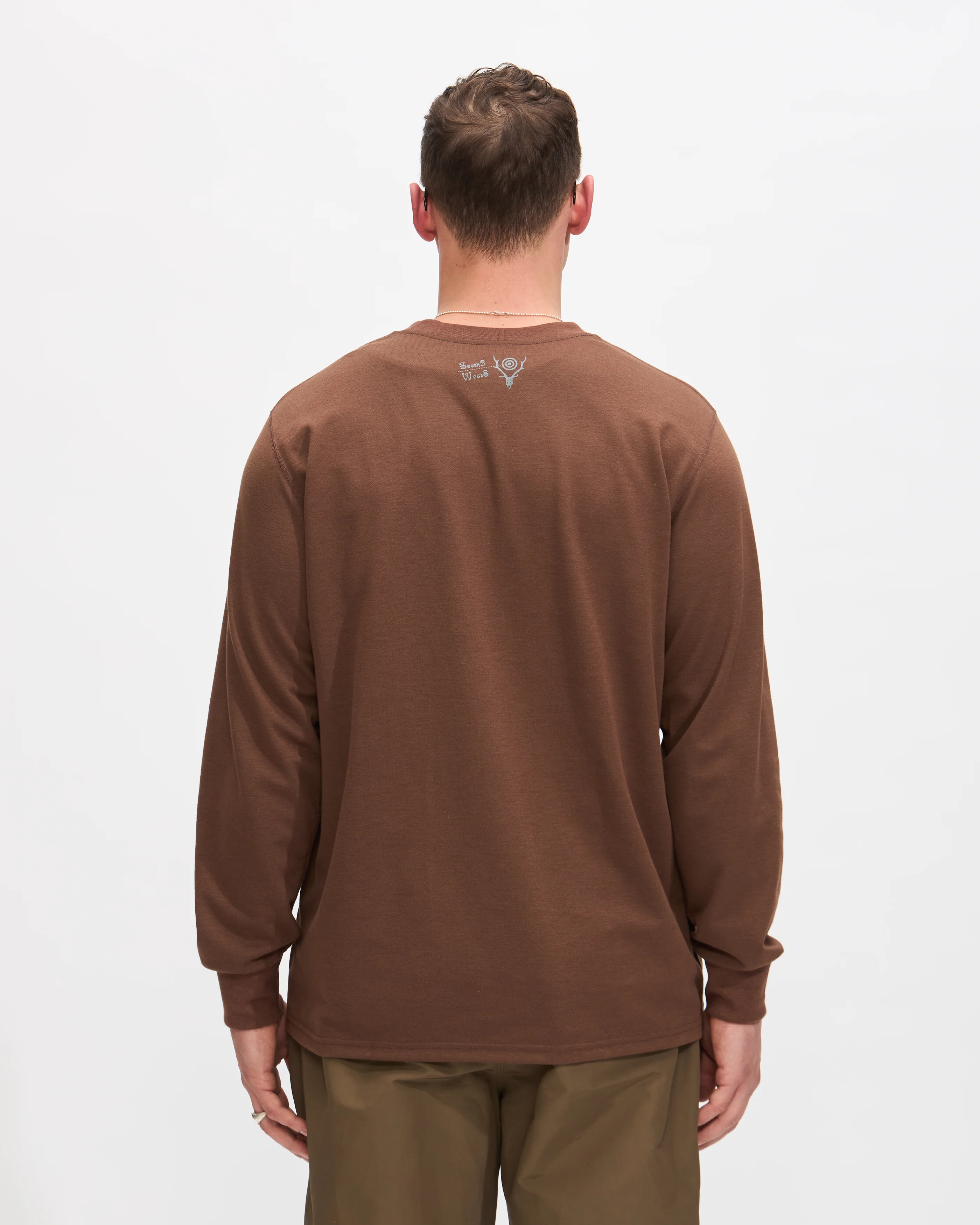 L/S Crew Neck Tee in Brown Skull & Target - Image 3