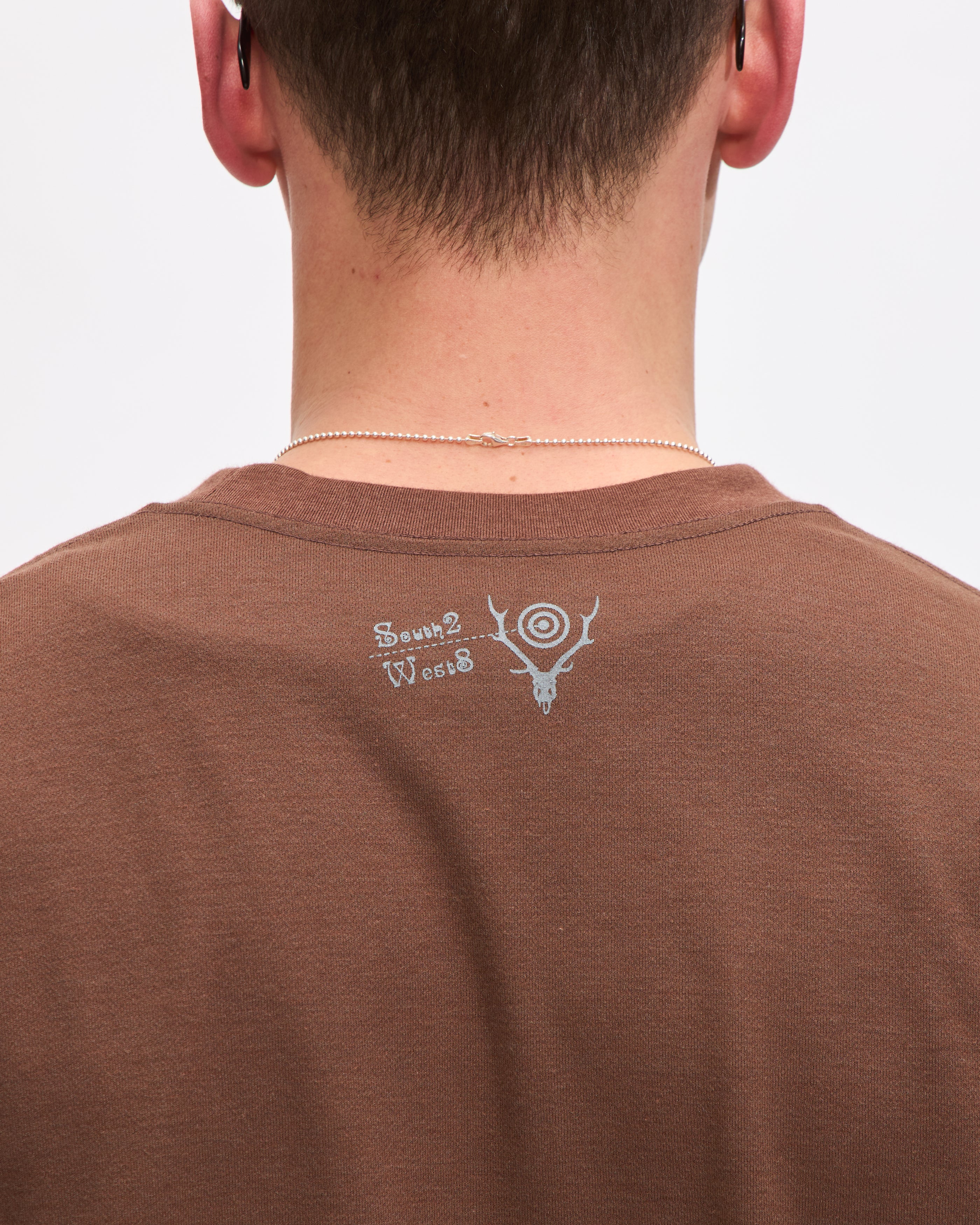 L/S Crew Neck Tee in Brown Skull & Target - Image 5