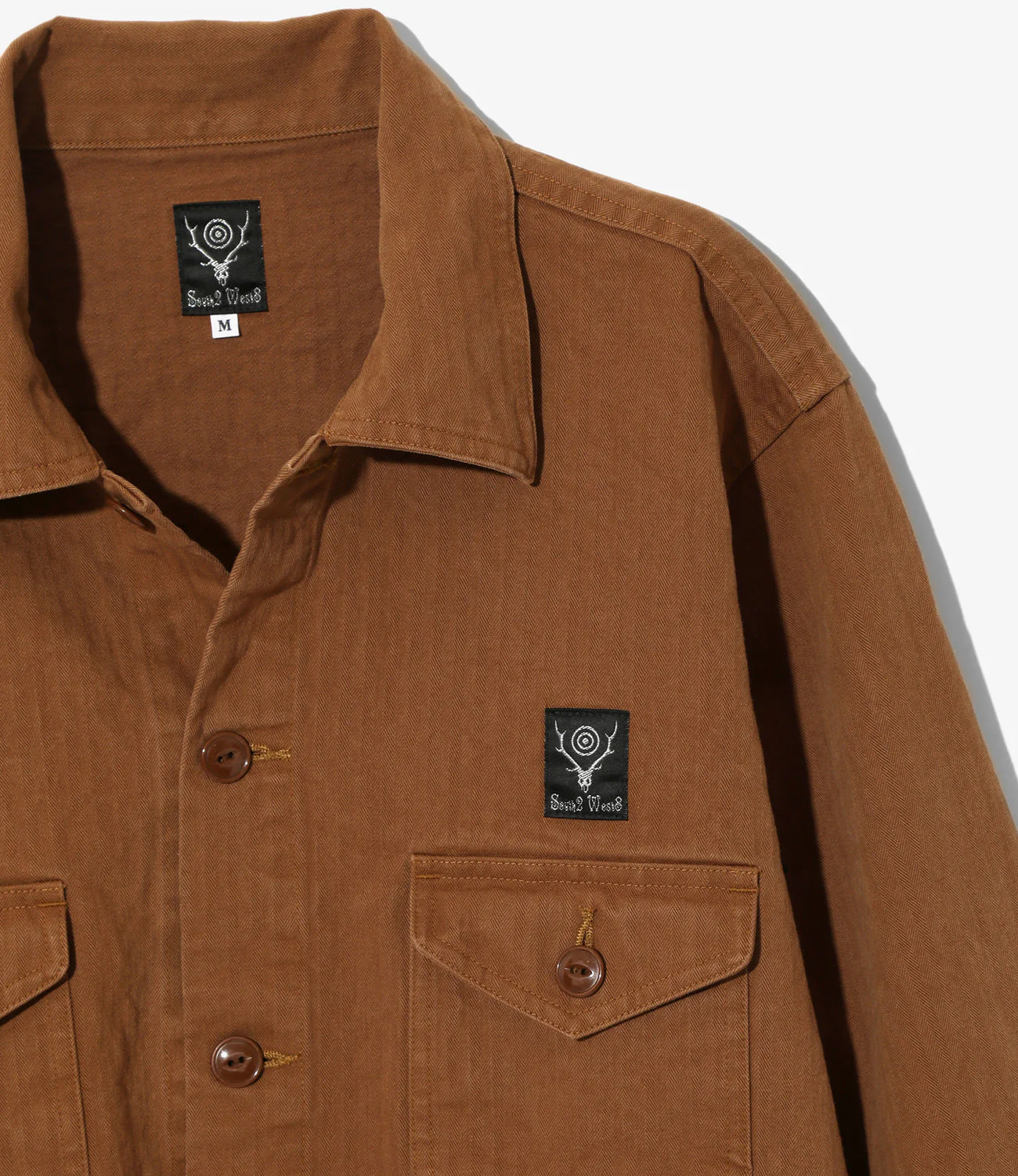 Smokey Shirt Cotton Herringbone in Brown - Image 2