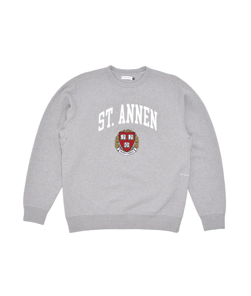 St Annen Crest Crewneck in Heather Grey - Image 7