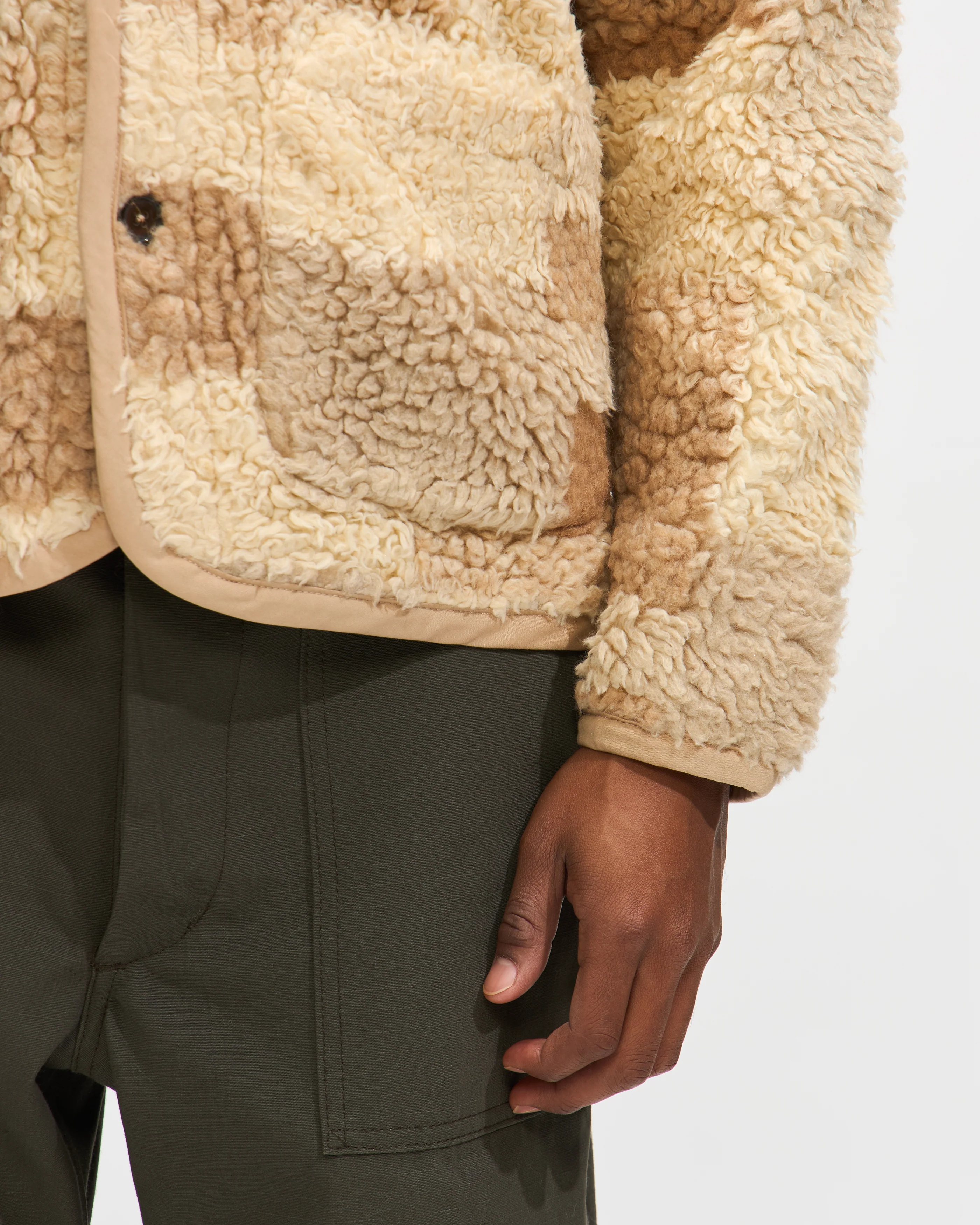 Lancaster Jacket in Sand Patchwork Fleece - Image 4