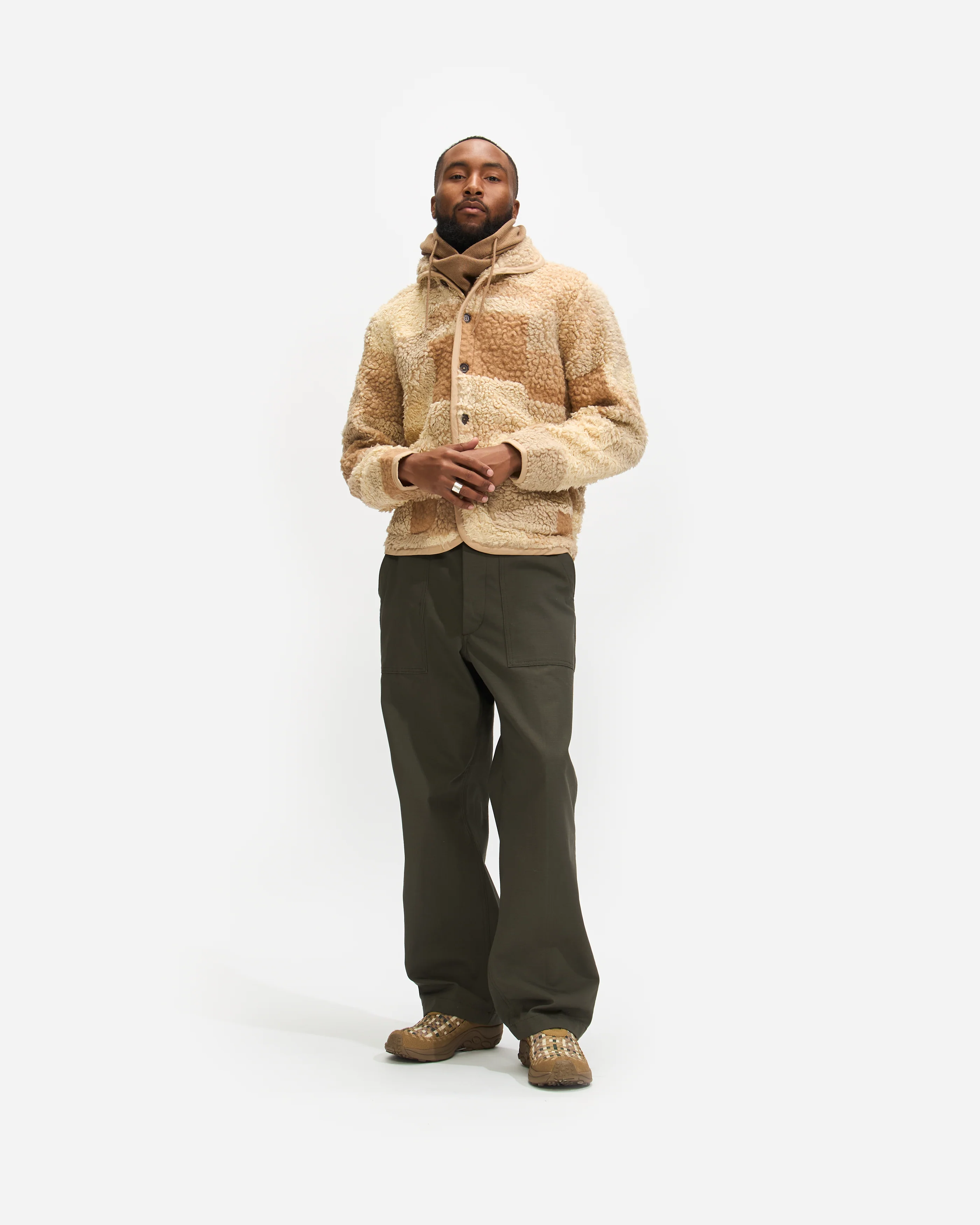 Lancaster Jacket in Sand Patchwork Fleece - Image 6