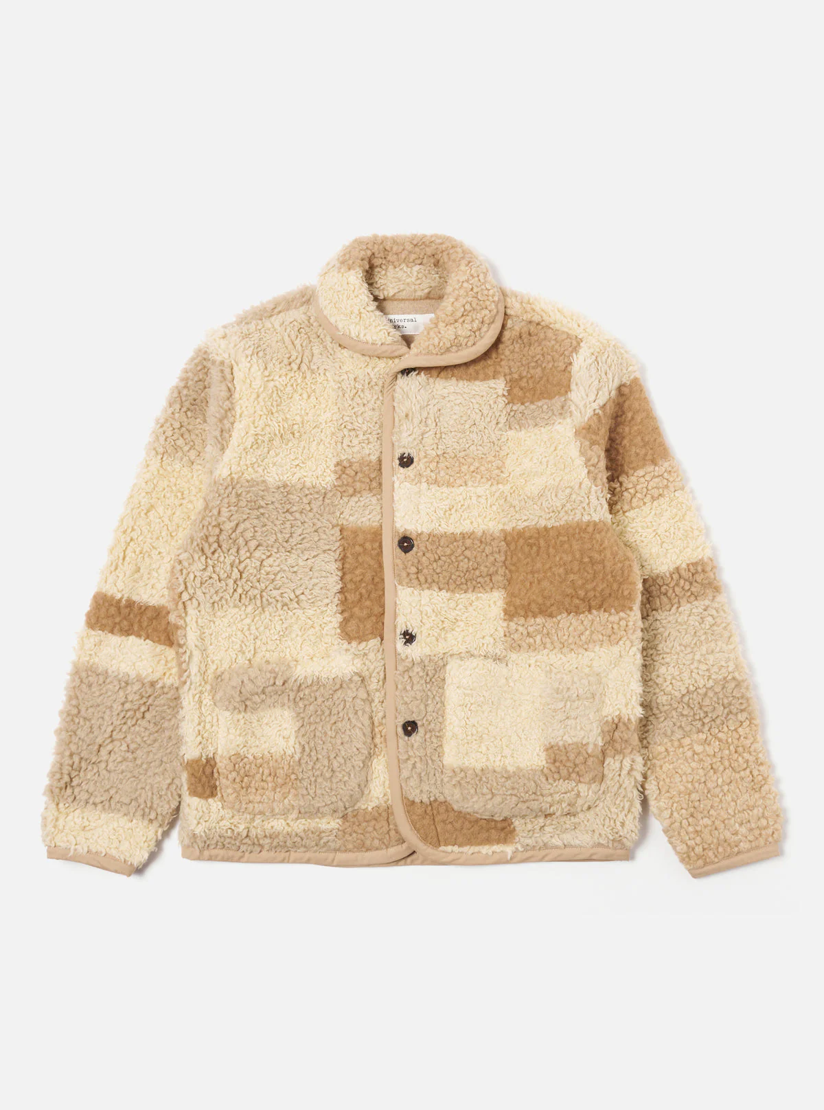 Lancaster Jacket in Sand Patchwork Fleece - Image 7