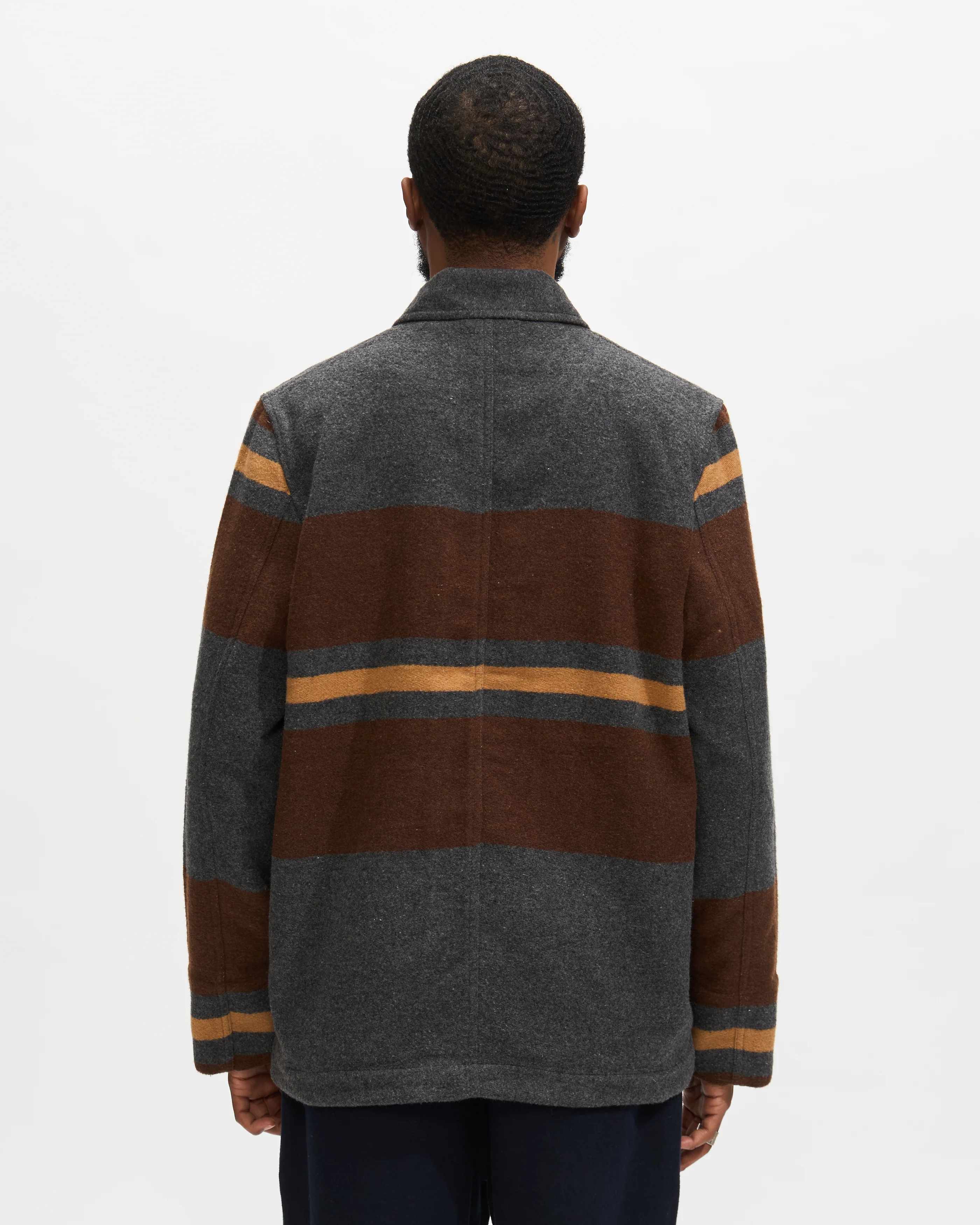 Merchant Jacket in Charcoal Stripe Blanket Wool Mix - Image 3