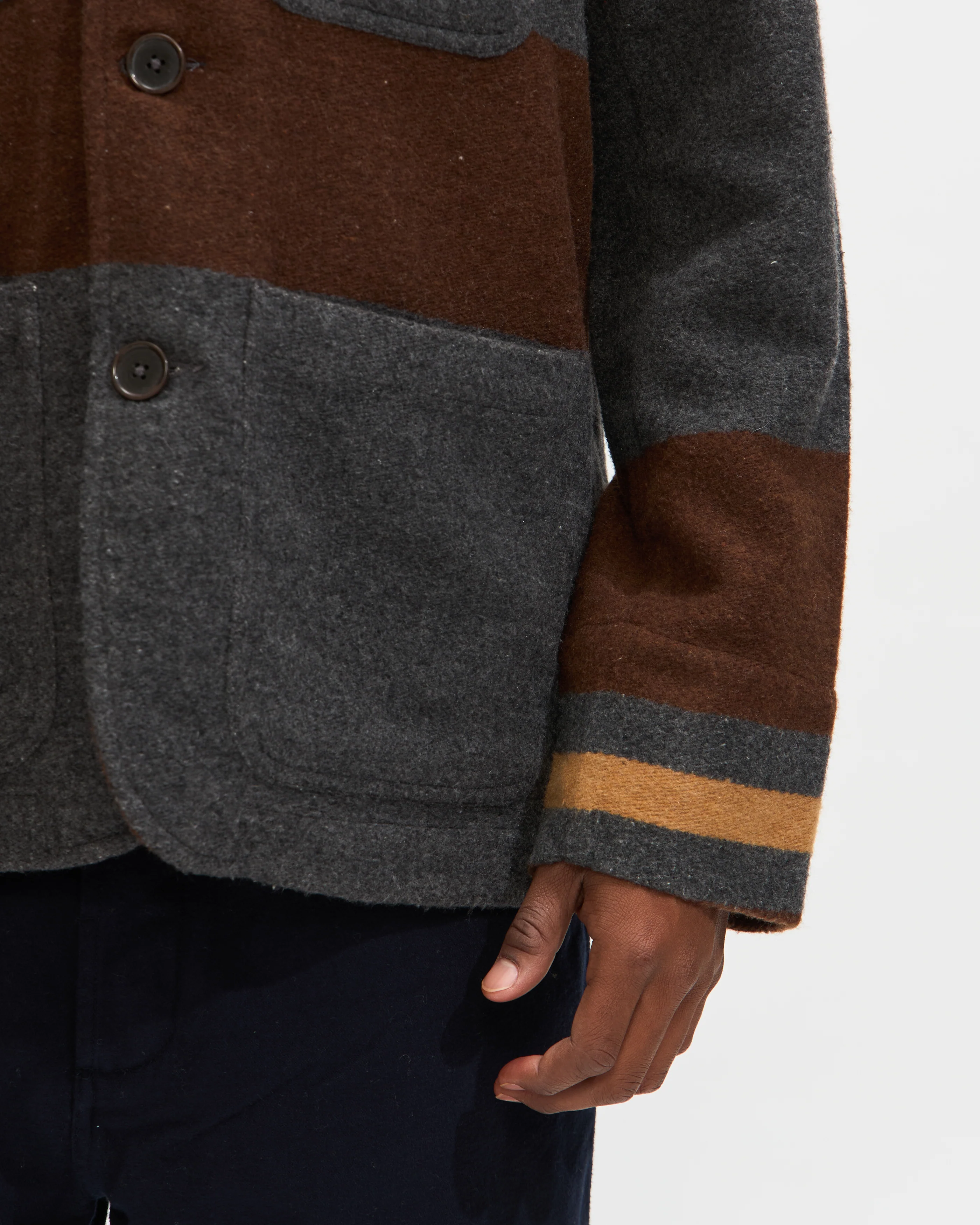 Merchant Jacket in Charcoal Stripe Blanket Wool Mix - Image 4