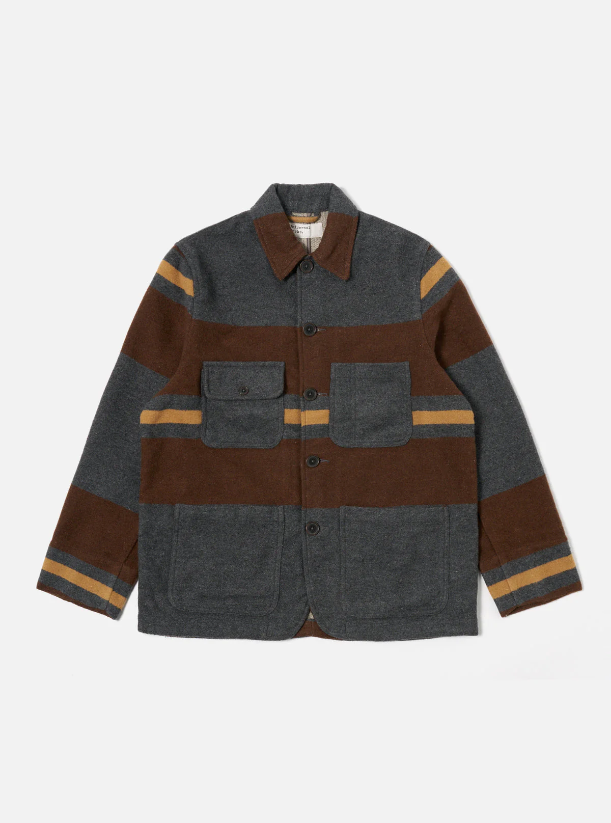 Merchant Jacket in Charcoal Stripe Blanket Wool Mix - Image 6