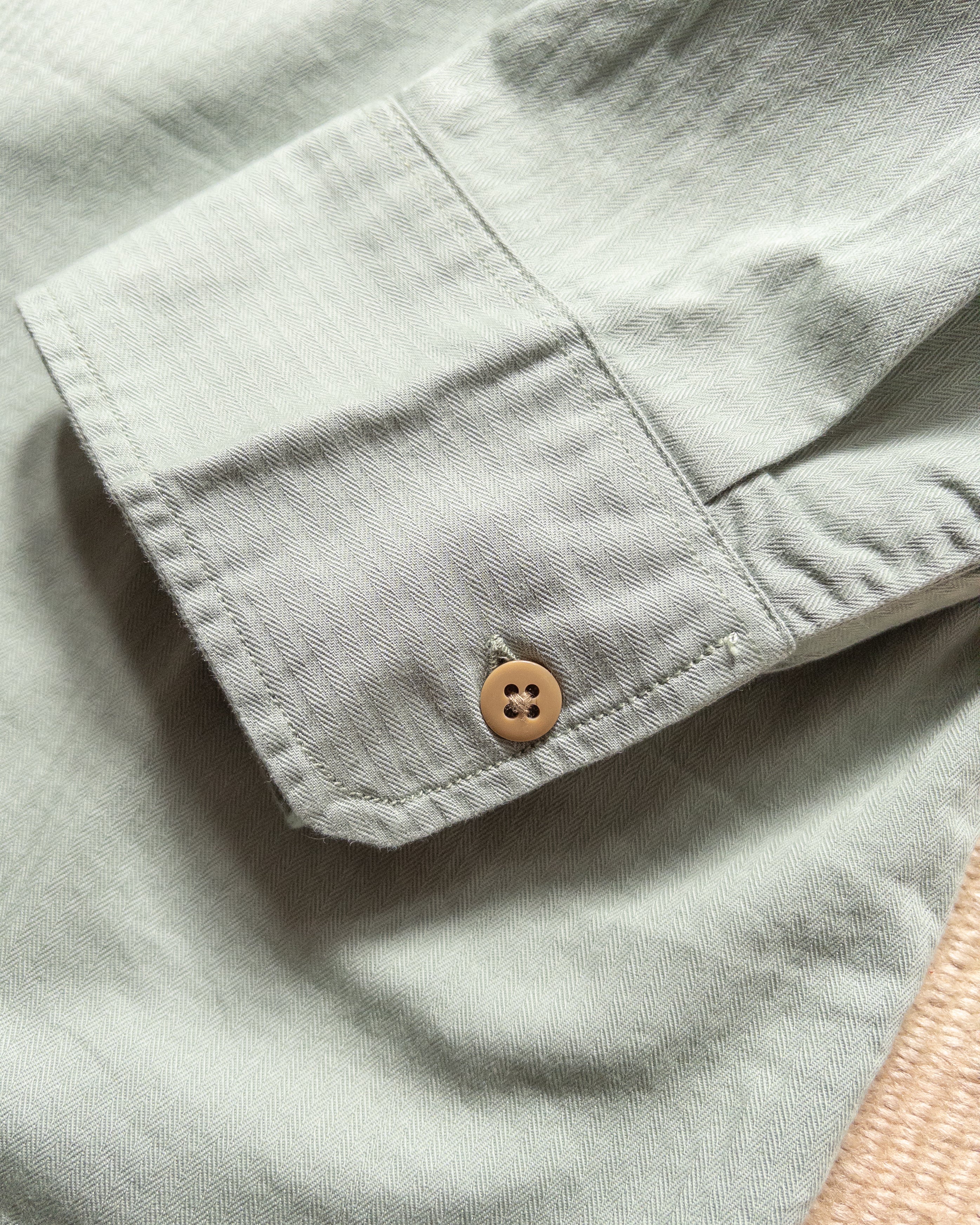 Cotton HBT Officers Shirt in Sage - Image 4