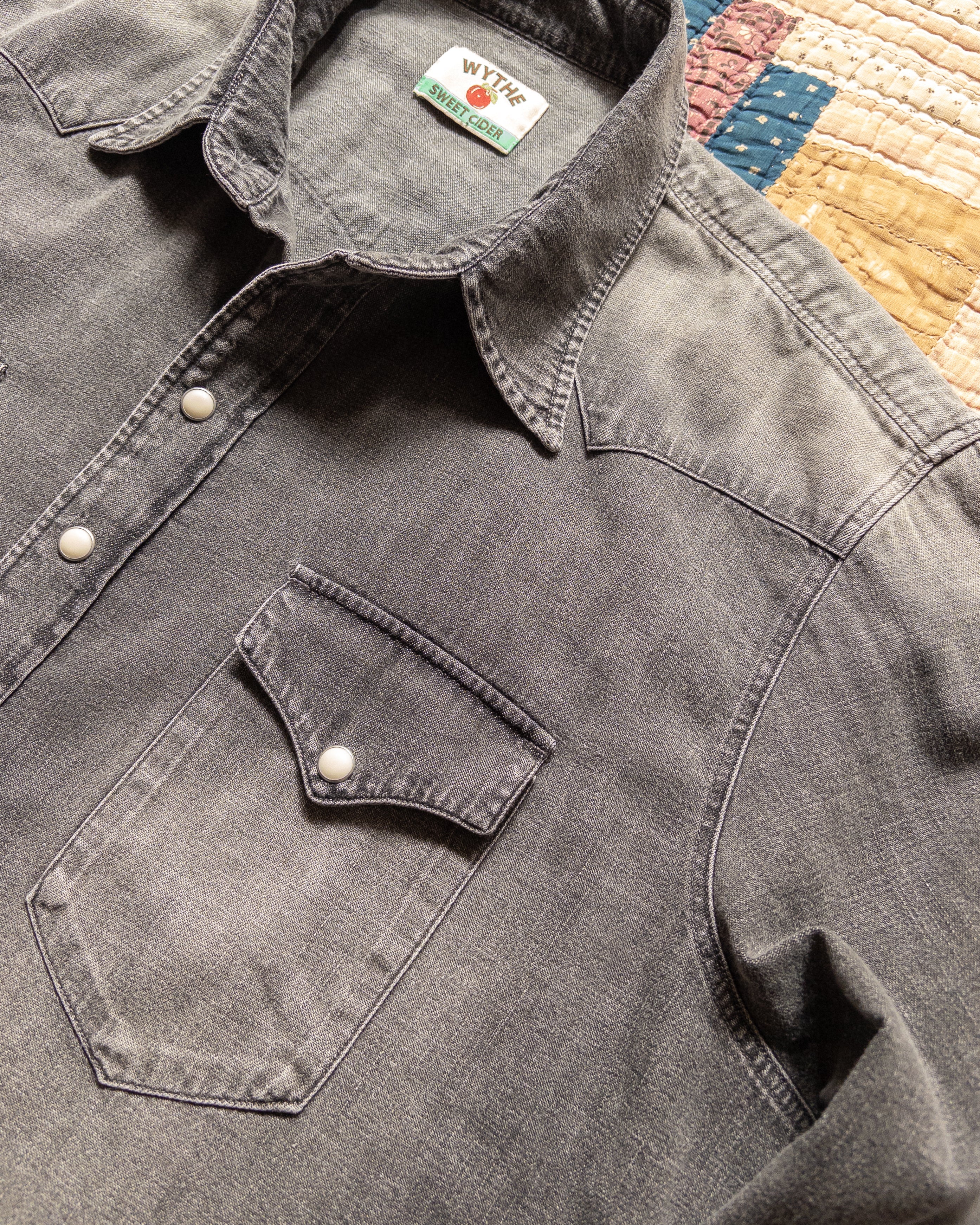 Denim Pearlsnap Shirt in Washed Black - Image 2