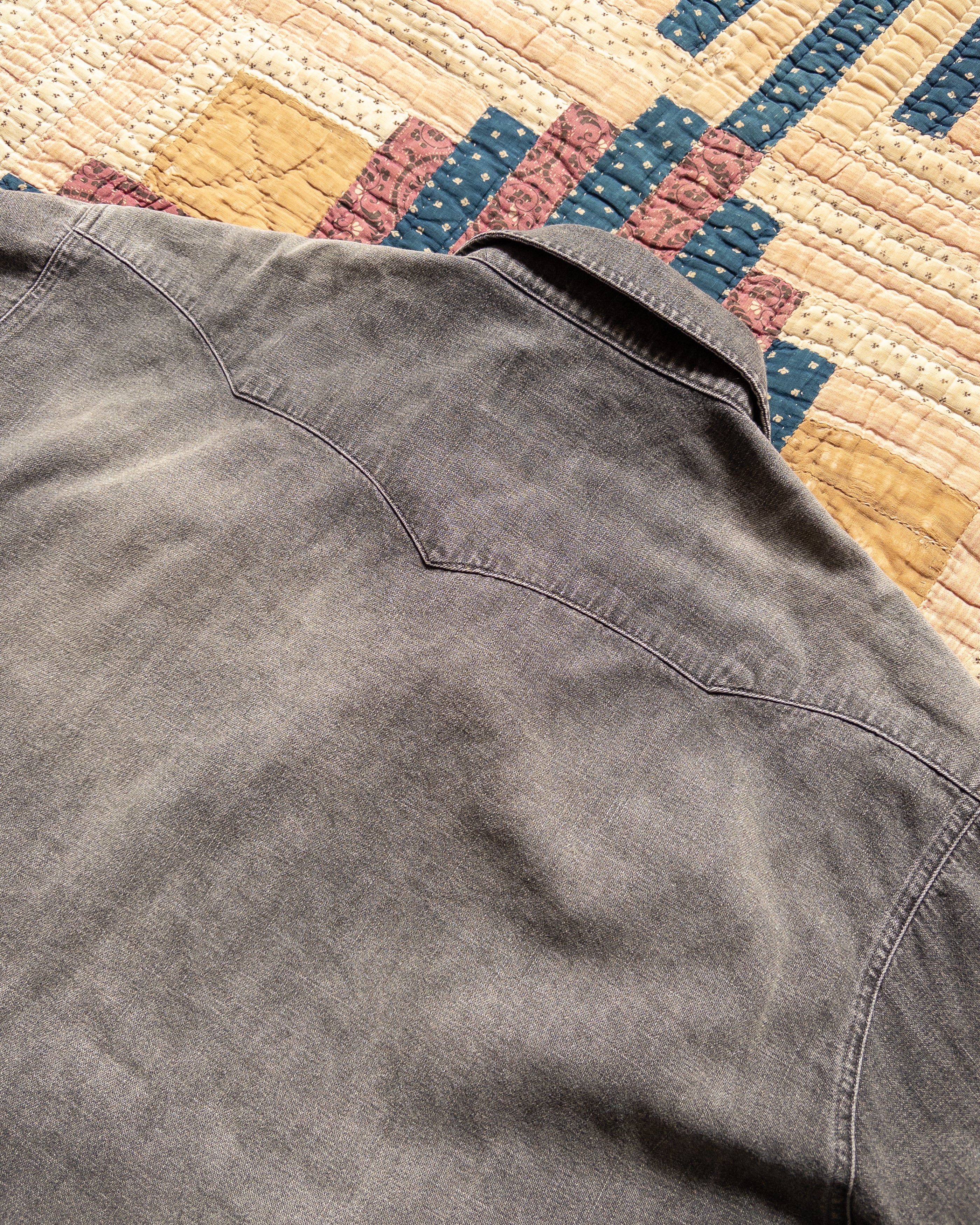 Denim Pearlsnap Shirt in Washed Black - Image 4