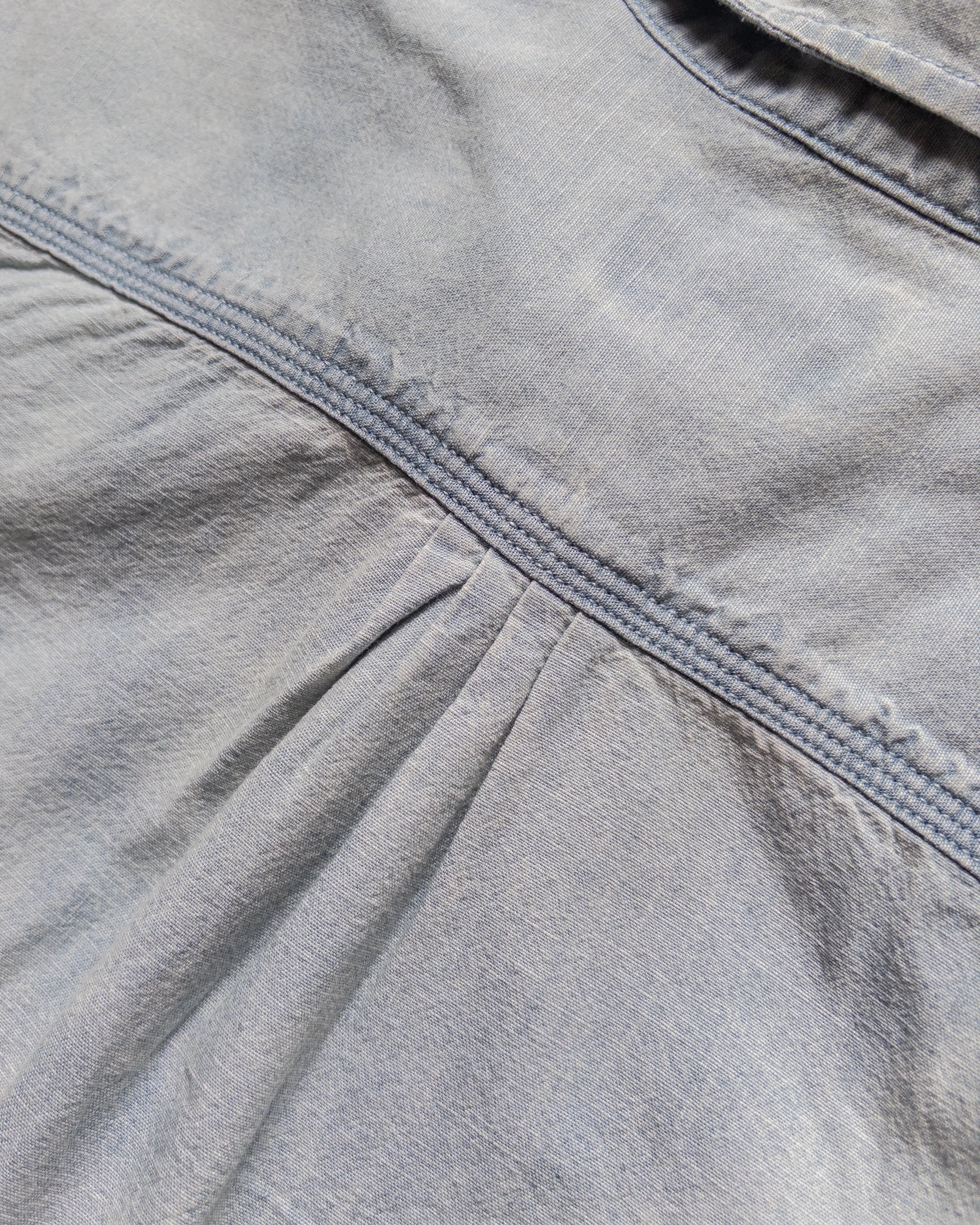 Embroidered Chambray Workshirt in Sunfaded Indigo - Image 5